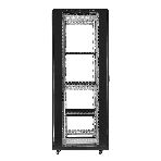 Шкаф телекоммуникационный 19' напольный 42U ExeGate EC-FS-42U.600.800.G.V.BLACK (19”, 42U, 600x800x2054mm (ШхГхВ), передняя дверь закаленное стекло, задняя перфорированная дверь, съемные боковые панели, пыле- и влагозащита IP20, встроенный вентиляционный модуль, 1 полка в комплекте, черный RAL 9004, 3 коробки), фото4