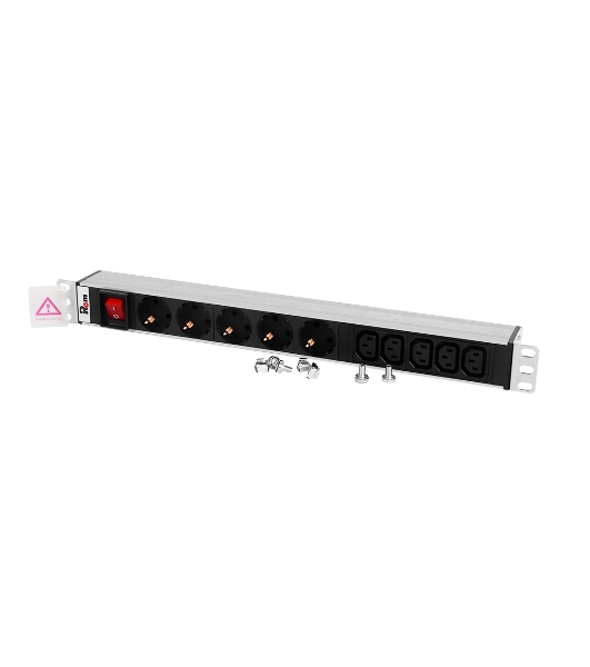 Блок розеток Rem-10 с выкл., 4 Sсhuko, 6 IEC 60320 C13, 10 A, алюм., 19', шнур 1,8 м. IEC 60320 C14 (R-10-4S-6C13-V-440-1.8)