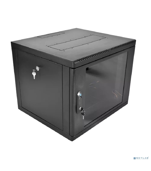 Шкаф телекоммуникационный настенный разборный ЦМО 9U (600 x 650) съемные стенки, дверь стекло, черный (ШРН-М-9.650-9005)
