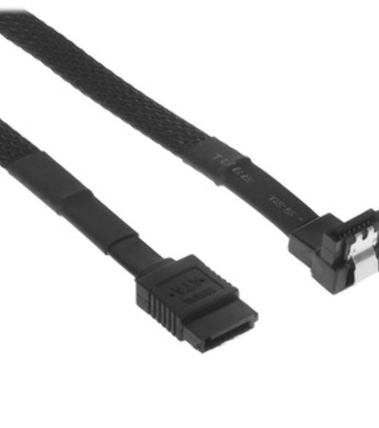 Кабель интерфейсный SATA Cablexpert CC-SATAM-DATA90-BLBR-30CM, Sata3 7pin/7pin, мет.защелка, угловой разъем, 30 см, черный, оплетка, пакет