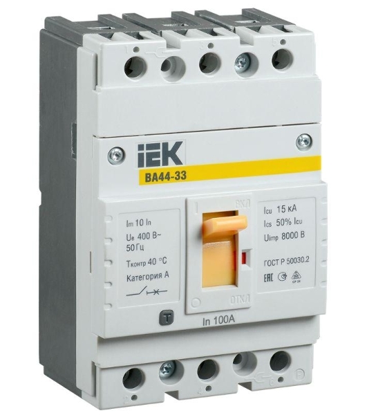 Выключатель автоматический IEK SVA4410-3-0100 ВА44 33 3Р 100A 15кА