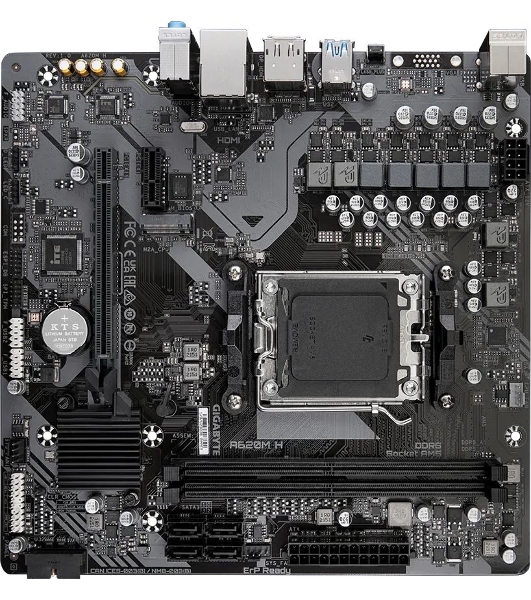 Материнская плата Gigabyte A620M H (V1.2/V2.0), SocketAM5 AMD A620 2xDDR5 mATX AC`97 8ch(7.1) GbLAN RAID+VGA+HDMI