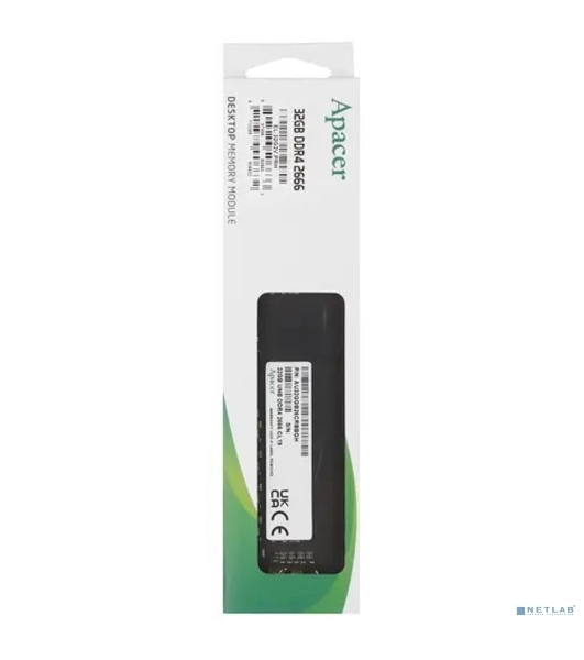 Оперативная память Apacer, DDR4, 32GB (1x32GB), 2666MHz, CL19, DIMM