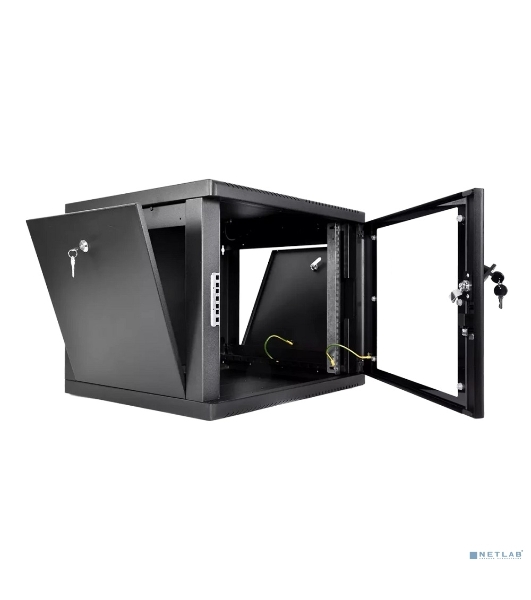 Шкаф телекоммуникационный настенный разборный ЦМО 9U (600 x 650) съемные стенки, дверь стекло, черный (ШРН-М-9.650-9005)