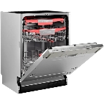 Встраиваемая посудомоечная машина Kuppersberg GIM 6092, High-Tech, 60 см, 15 комплектов, 7 программ, 3 корзины, конденсационная сушка, луч на полу, полная защита от протечек, индикатор отсутствия соли и ополаскивателя, отображение времени мытья, кнопочное управление, инверторный мотор, автоматическое открывание двери, LED подсветка, самодиагностика неисправностей, защита от детей, уровень шума 42 дб, энергоэффективность А+++, фото7