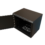 Шкаф коммутационный WRline (WR-TW-1245-SR-RAL9004) настенный 12U 600x450 мм пер. дв. металл 2 бок. пан. 60 кг черный 370 мм 650 мм IP20 сталь, фото 1