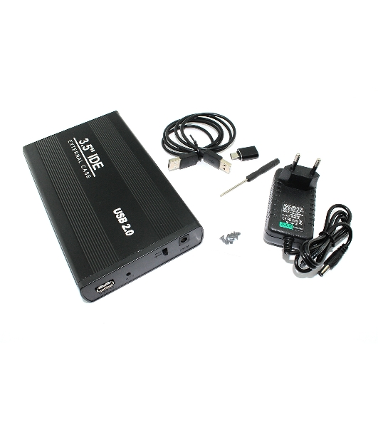 Бокс для жесткого диска 3,5' IDE алюминиевый USB 2.0 черный