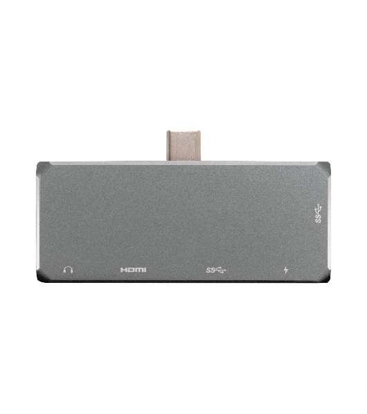 USB-концентратор 5-в-1 ExeGate DUB-31C/PD/HA (кабель-адаптер USB Type-C --> 1xUSB3.0 + Type-C DATA (480Mb/s) + PD 100W + HDMI 4K@30Hz + Audio, Plug&Play, подходит для iPad Pro и мобильных телефонов, серый)