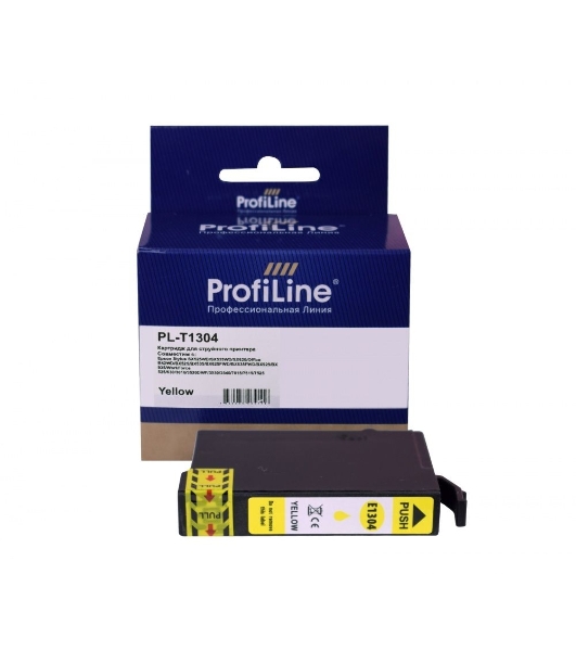 Картридж струйный ProfiLine PL-T1304 для принтеров Epson Stylus SX525WD/SX535WD/SX620/Office B42WD/BX525/BX535/BX625FWD/BX635FWD/BX925/BX935/WorkForce 525/630/3010/3520DWF/3530/3540/7015/7515/7525 с чернилами Yellow 10,1 мл