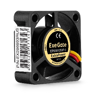 Вентилятор для корпуса ExeGate ExtraPower EP03010S3P-5 черный, 30 мм, 12000 об/мин, 33 дБ, 3 pin