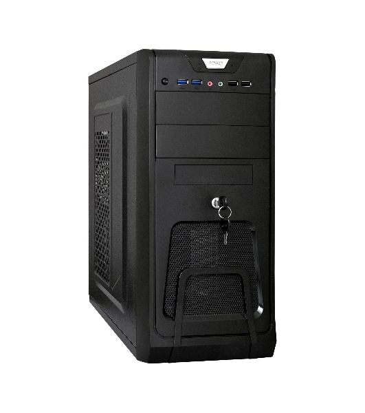 Компьютерный корпус Miditower ExeGate CP-603UB-UNS350 (ATX, БП UNS350 с вент. 12см, 2хUSB, аудио, черный)