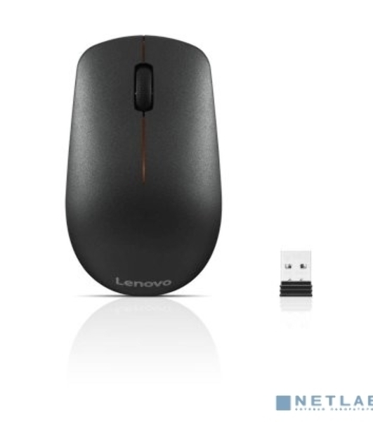 Мышь беспроводная Lenovo 400 черный, 1200 dpi, радиоканал, USB, кнопки - 3