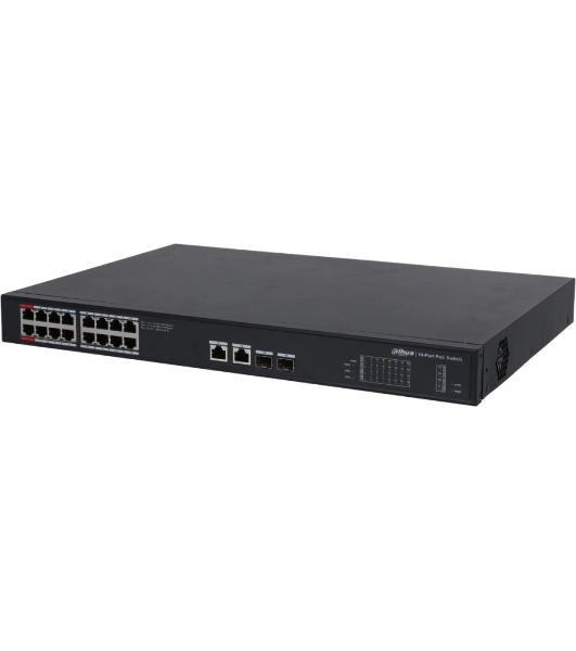 Коммутатор Dahua DH-PFS3220-16GT-240, 16×1 Гбит/с + 2×1 Гбит/с SFP, неуправляемый