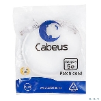 Шнур комм. Cabeus, кат. 5е, неэкр., U/UTP, RJ45/RJ45, LSZH, AWG24, 0.5м, белый, фото 1