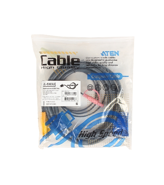 Кабель ATEN KVM Cable 2L-5303U Кабель для KVM: USB(Am)+DB15(m)+2*Audio (PC) -на- SPHD15(m)+2*Audio (KVM), 3м