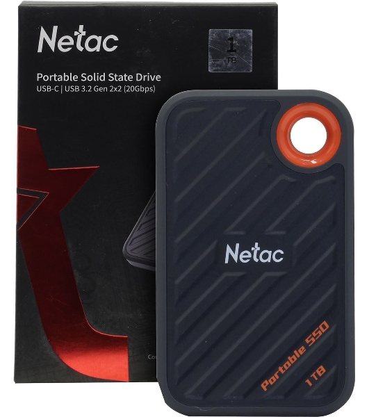 Внешний SSD Netac ZX20, 1TB, USB 3.2 Gen 2x2 Type-C, R/W 2000/1800, черный