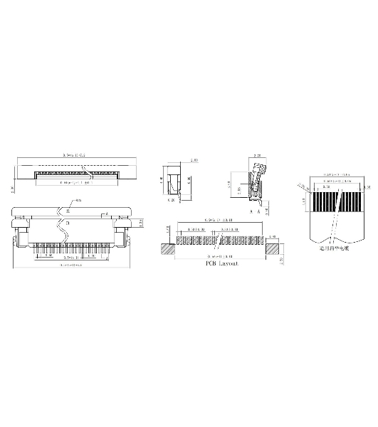 Разъем FPC Half Coverage Top Contact 0.5K-BS-28PWB 28 pin высота 2мм шаг 0,5мм