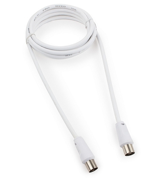 Кабель телевизионный Cablexpert CCV-515-W, Coaxial M/F, белый, 1.8м