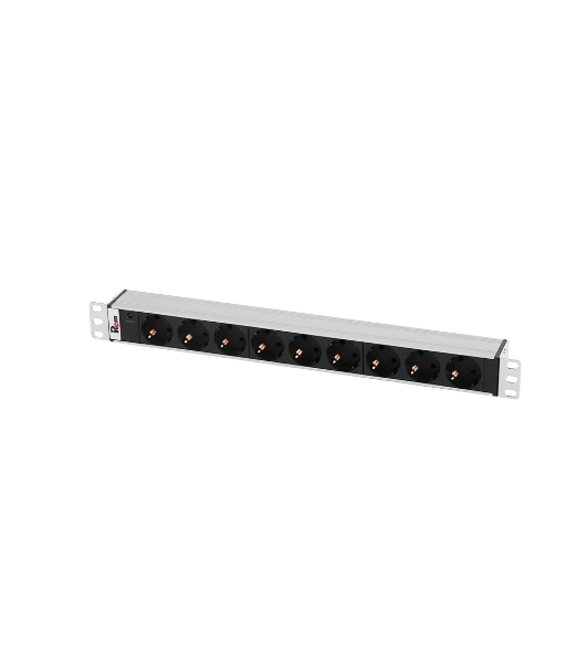Блок розеток Rem-10 без шнура с инд., 9 Sсhuko, вход IEC 60320 C14, 10A, алюм., 19'