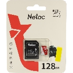 Флеш карта Netac P500 ECO 128Gb MicroSDXC U1/C10 up to 80Mb/s, retail pack with SD Adapter, фото4