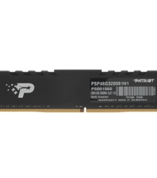 Оперативная память Patriot Signature Premium, DDR4, 8GB (1x8GB), 3200 MHz, CL22, с радиатором, чёрный