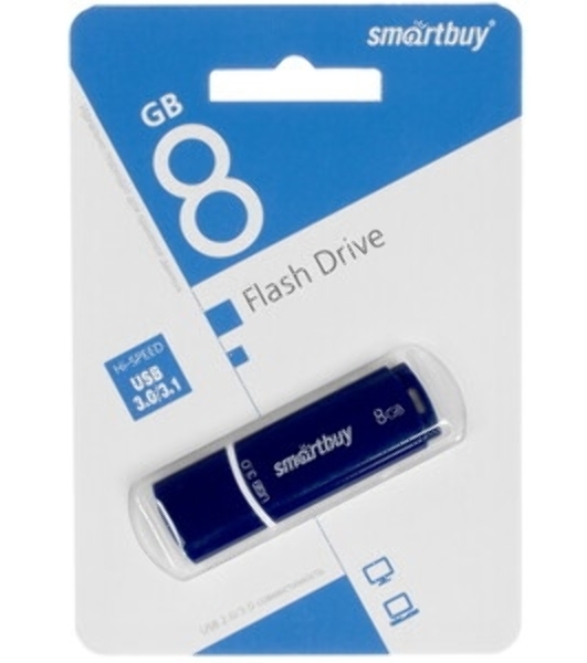 Флешка USB Smartbuy Crown Blue (SB8GbCRW-Bl), 8Gb, USB 3.0, R/W 70/25, синий