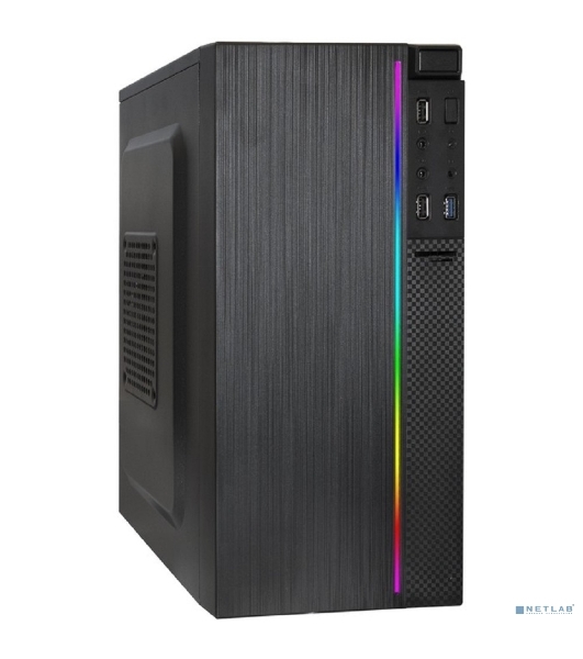 Компьютерный корпус Minitower ExeGate mEVO-9302-RGb (mATX, без БП, 2хUSB+1хUSB 3.0, HD аудио, черный с RGb подсветкой)