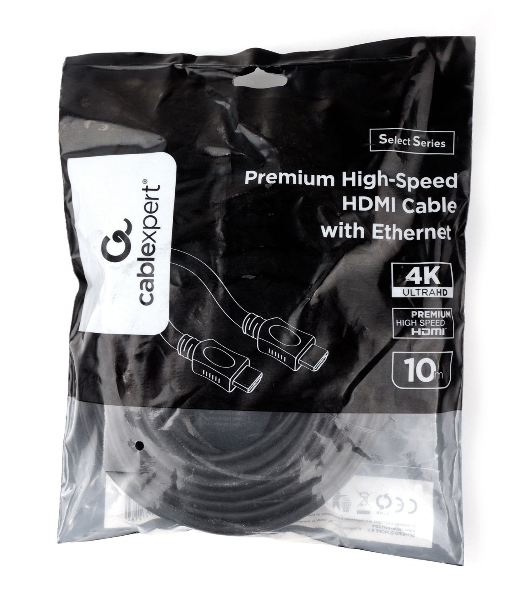 Кабель HDMI Cablexpert CC-HDMI4L-10M, 10м, v2.0, 19M/19M, серия Light, черный, позол.разъемы, экран, пакет