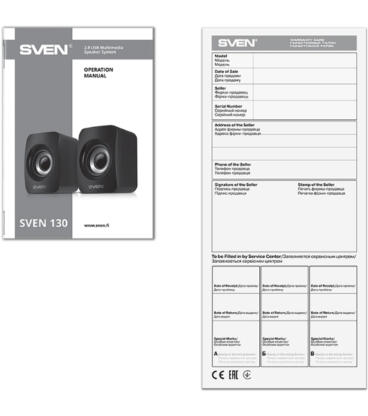 Акустическая система SVEN 130, черный (6 Вт, питание USB)