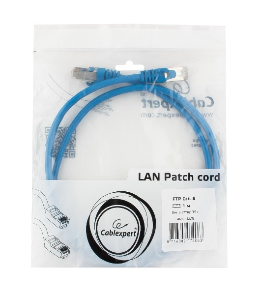 Патч-корд FTP Cablexpert cat.6, 1м, литой, многожильный, черный