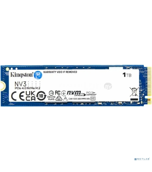 Накопитель SSD Kingston NV3, 1Tb, M.2 2280, NVMe, PCIe 4.0, R/W 6000/4000