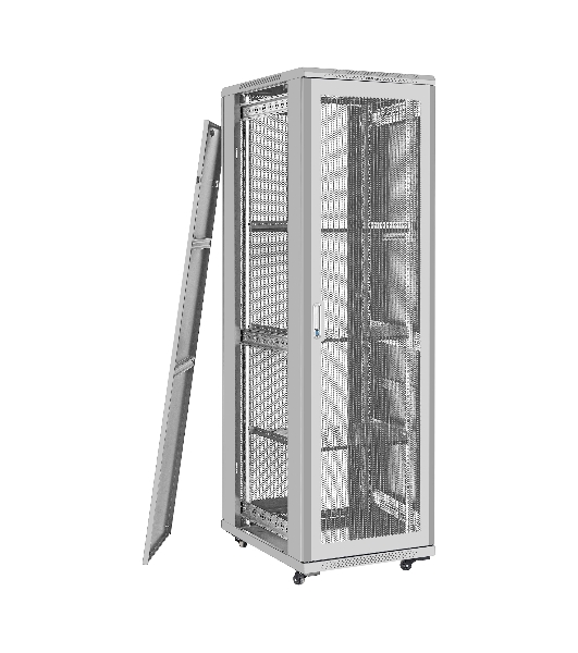 Шкаф телекоммуникационный 19' напольный 42U ExeGate EC-FS-42U.600.800.V.V.GREY (19”, 42U, 600x800x2054mm (ШхГхВ), передняя и задняя двери перфорированные, съемные боковые панели, пыле- и влагозащита IP20, встроенный вентиляционный модуль, 1 полка в комплекте, светло-серый RAL 7035, 3 коробки)