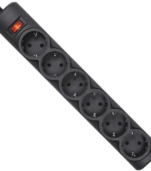 Сетевой фильтр Defender DFS 151 1.8 m, 6 розеток, черный