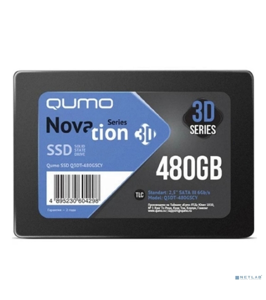 Накопитель SSD 480Gb QUMO Novation TLC 3D 2.5' (Q3DT-480GSСY) 550/500 Mb/s, SM2258XT