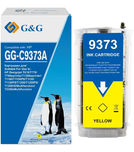 Картридж струйный G&G GG-C9373A желтый (130мл) для HP Designjet T610/T770/T790eprinter/T1300eprinter/T1100