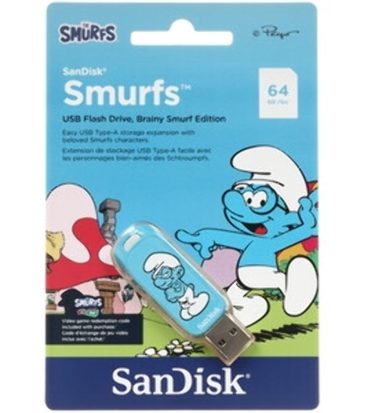 Флешка USB SanDisk Smurfs 64Gb SDCZIS-064G-G46, USB3.2, синяя