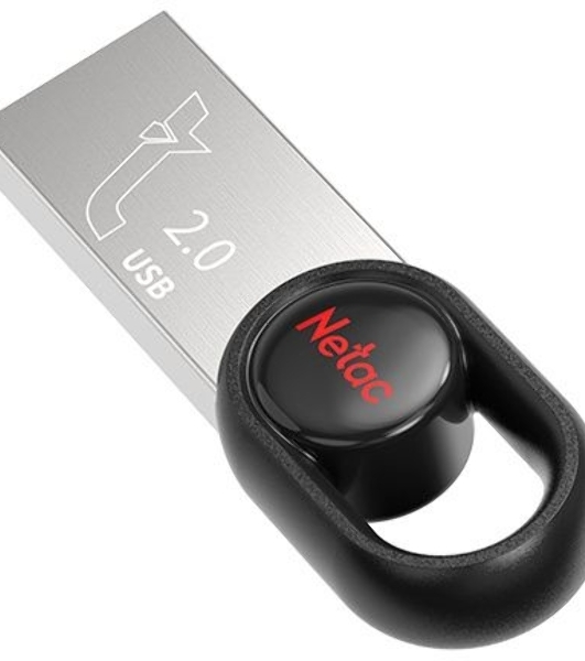 Флешка USB Netac UM2 (NT03UM2N-064G-20BK), 64Gb, USB 2.0, R/W 100/40, серебристый/черный