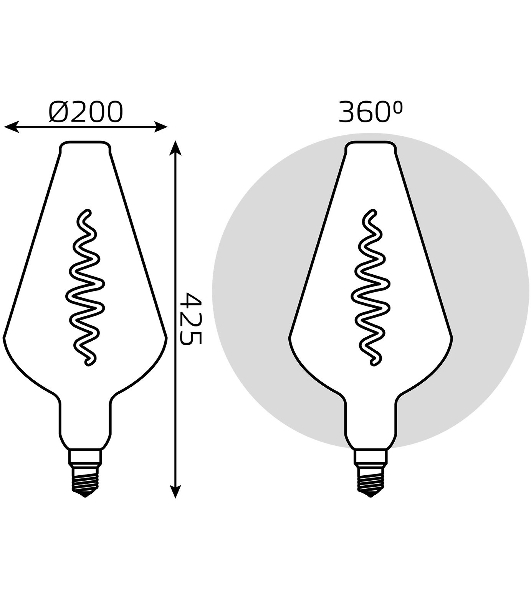 Лампа cветодиодная LED Filament Vase E27 8.5W Gray 165lm 1800K 1/2 180802005 Gauss