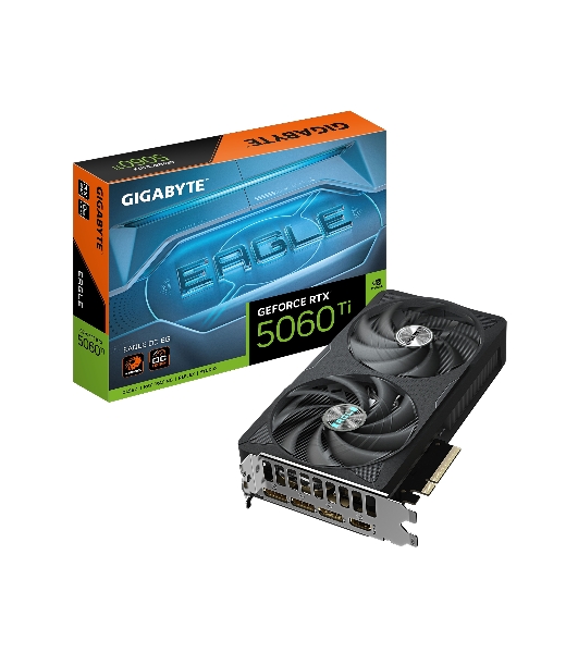 Видеокарта Gigabyte GeForce RTX 5060 Ti Eagle OC, NVIDIA RTX 5060 Ti, 8 ГБ GDDR7, 128 бит, PCI-e 5.0, 1xHDMI, 3xDP, 2617 МГц