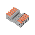 Клемма Rexant СМК 222-425R проходная разъемная 5 полюсов серый 0,2-2,5/4 мм² (блистер 3 шт/уп), фото 1