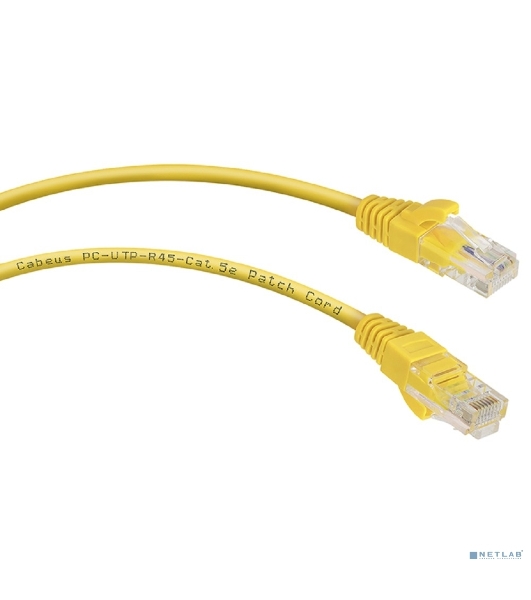 Патч-корд Cabeus, Cat.5e, неэкр., U/UTP, RJ45/RJ45, PVC, AWG24, 0.3м, желтый