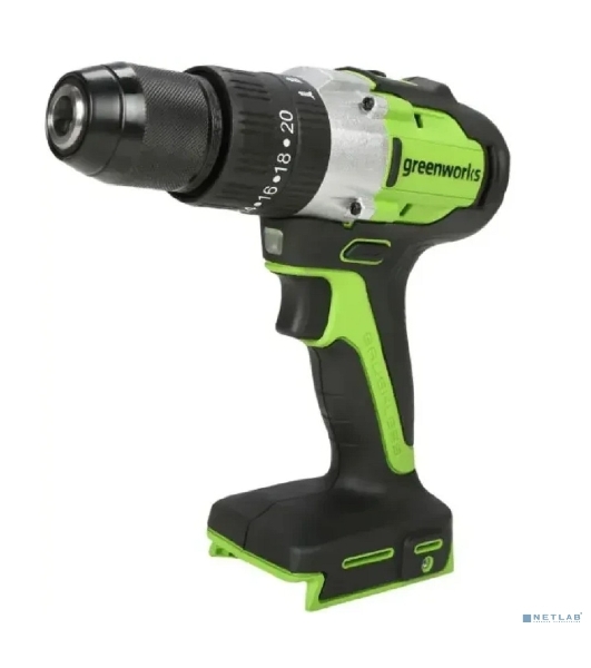 Дрель-шуруповерт GREENWORKS GD24DD60, 24 В, 0 Ач, 60 Нм, бесщеточный, ударный