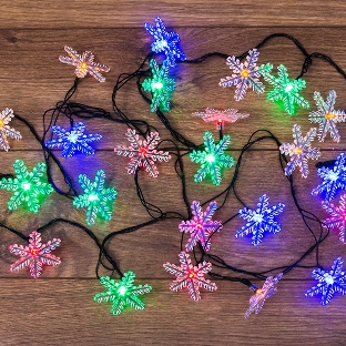 Гирлянда светодиодная Neon-night 'Снежинки' 30 LED МУЛЬТИКОЛОР 4,4 метра с контроллером