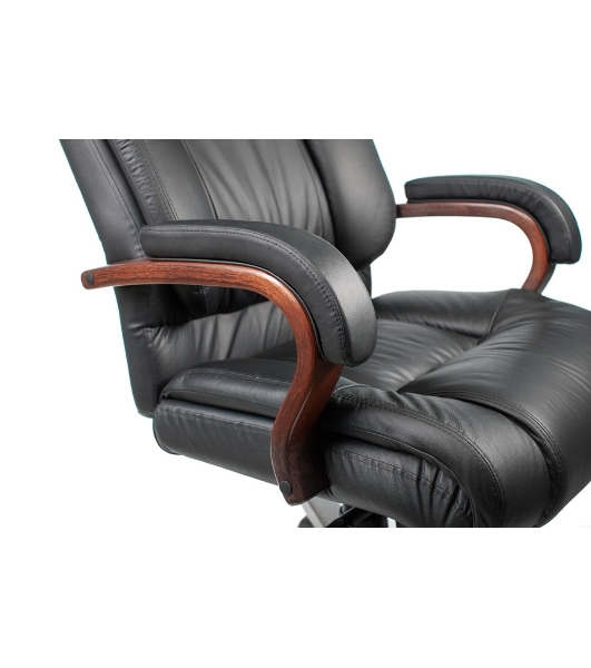 Кресло Бюрократ T-9925WALNUT/BLACK черный, кожа