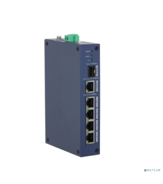 Коммутатор 6-портовый управляемый DAHUA DH-CHS4106-4ET 4 RJ45 10/100 Мбит/с, 1 RJ45 10/100/1000 Мбит/с (uplink), 1 SFP 1000 Мбит/с (uplink IP30, IK06; DIN-рейку