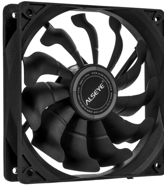 Вентилятор для корпуса Alseye S120-F черный, 120 мм, 1700 об/мин, 33.8 дБ, 4 pin
