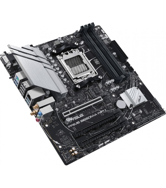 Материнская плата ASUS PRIME B650M-A WIFI II, AM5, AMD B650, 4xDDR5, 4xSATA, 2xM.2, 1xPCI-E 4.0 x16, 2xPCI-E 4.0 x1, 1xHDMI, 1xDP, 1xVGA, 1x 2.5Gb LAN, 2xUSB-A 3.2 Gen 2, 2xUSB-A 3.2 Gen 1, 4xUSB-A 2.0, 3x3.5 мм, 7.1, Micro-ATX