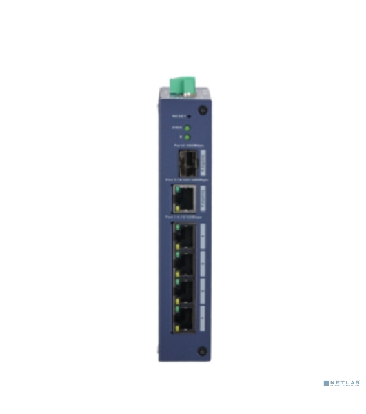 Коммутатор 6-портовый управляемый DAHUA DH-CHS4106-4ET 4 RJ45 10/100 Мбит/с, 1 RJ45 10/100/1000 Мбит/с (uplink), 1 SFP 1000 Мбит/с (uplink IP30, IK06; DIN-рейку