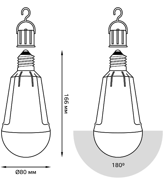Лампа cветодиодная A80 12W 900lm 4100K Е27 авар. с Li-Ion аккумулятором LED