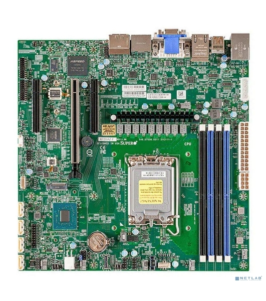 Материнская плата серверная Supermicro MBD-X13SAZ-F-B, LGA 1700, Intel R680E, 4xDDR5 ECC/non-ECC, 4xSATA-III, 1xM.2 PCIe x4, 1xPCI-E 5.0 x16, 2xPCI-E x4, 2x2.5Gb LAN, 4xUSB-A 3.2 Gen 2, 1xD-Sub, 1xDVI-D, 1xHDMI, 1xDisplayPort, 7.1, Micro-ATX